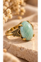Amazonite Natural Stone Adjustable Vintage Women's Copper Ring - 4