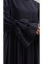 Black Modal Sleeves Two-Layered Hijab Dress - 3
