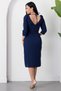 Double-Breasted Collar Capri Sleeve Crepe Dress Drp528 - 7