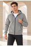 Men's Hooded, Pocketed, Wool-Lined, Full-Zip Cardigan in Gray