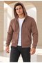 Men's Hooded, Pocketed, Wool-Lined, Full-Zip Cardigan—Brown Jacket - 5