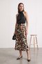 Geometric Pattern Viscose Satin Fabric Midi Length Skirt