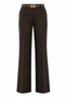 Brown Belted Straight-Cut Fabric Trousers