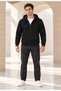 Men's Hooded, Pocketed, Wool-Lined, Full-Zip Cardigan, Black Jacket - 2