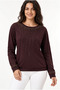 Women's Long Sleeve Knitwear Blouse with Stone Print on Front and Sleeves