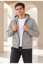 Men's Hooded, Pocketed, Wool-Lined, Full-Zip Cardigan in Gray - 3