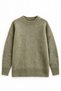 Green Crew Neck Textured Oversize Sweater - 3