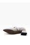 Women's Thick Short Heeled Evening Dress Shoes with Stone Heel and Metal Detail - 5