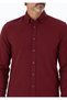 Men's Burgundy Slim Long Sleeve Basic Shirt - 5