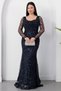 Collar Beaded Long Sleeve Lace Dress 41135
