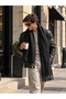 Men's Scarf Kaşkol Black Soft Textured Oversized Winter Woven Scarf with Tassels - 4