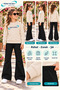 Winter, Spring, and Autumn Girls' Black Spanish Flared Bottoms and Beige Sweat Top - 2