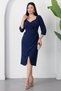 Double-Breasted Collar Capri Sleeve Crepe Dress Drp528 - 3