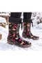 Plush Boots Women's Rain Boots Gold Pink Floral Patterned 36-40 - 2