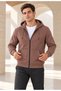 Men's Hooded, Pocketed, Wool-Lined, Full-Zip Cardigan—Brown Jacket