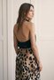 Geometric Pattern Viscose Satin Fabric Midi Length Skirt - 7
