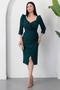 Double-Breasted Collar Capri Sleeve Crepe Dress Drp528 - 3