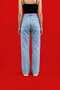 Roxana Blue Snow Wash Women's Lycra Wide Leg Jeans, High Loose Wide Leg Denim Pants New Season - 2