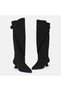 Large size retro inspired black suede low heeled boots 41-42-43-44 - 4