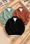 Men's 3-Piece Set of Thick Knit Winter Sweaters with Stand-Up Collar and Half-Zip Closure.