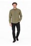 Men's Khaki Slim Long Sleeve Basic Shirt - 3