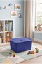 Large 17 Liter 40X30X20 cm Polypropylene Plastic Organizer with Navy Blue Lid - Toy Box and Storage Basket - 4