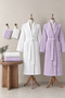 Eldy 6-Piece Family Bathrobe Set, 100% Cotton, Certified Striped Bathrobe Set, Bridal Gift Set. |   White - Lilac - 5