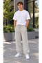 Men's Stone Color 3-Strand Side Piping Adjustable Baggy Sweatpants with Stopper Cuffs - 2