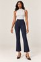 Women's Winter Fabric High-Rise Spanish Flare Pants - Flexible Fabric, Elastic Waist, Hidden Zipper Fabric Pants
