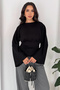 Women's Pleated Bat Sleeve Crew Neck Blouse