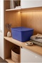 Large 17 Liter 40X30X20 cm Polypropylene Plastic Organizer with Navy Blue Lid - Toy Box and Storage Basket - 6