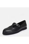Black retro style buckled women's moccasin genuine leather ballerina flats shoes size 41-42-43-44 - 6