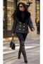 Women's Fur Collar Quilted Coat - 2