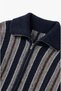 Navy Blue Wide Collar Striped Cardigan - 8