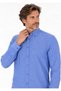 Men's Saks Blue Slim Long Sleeve Basic Shirt - 2