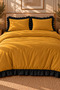 Ruffled 100% Cotton Double Duvet Cover Set Mustard - 3