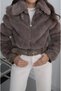 Vizon Verev Short Faux Fur Jacket with Stitching - 5