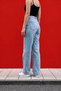 Laura Blue Snow Wash High-Waisted Jeans, Women's Loose Wide-Leg Lycra Palazzo Jeans New Season - 4