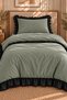 Ruffled 100% Cotton Single Duvet Cover Set Khaki - 2