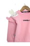 Girls' Winter Rabbit Embroidered 3-Stripes Fleece Set with Writing on the Bottom and Top for Ages 2-3-4-5-6 - 3