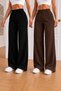 2-Piece Baggy Brown and Black Wide-Leg Sweatpants - 4