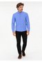 Men's Saks Blue Slim Long Sleeve Basic Shirt - 4