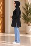 Women's Lace Detailed Long Tunic Hijab Sweatshirt Tunic Crew Neck Relaxed Fit - 4