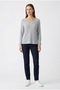 Women's Gray V-Neck Slim Knitwear Blouse - 2