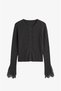 Anthracite Cardigan with Lace Detail on the Sleeves