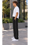 Men's Black 3-Thread Side Piping Adjustable Baggy Sweatpants with Stopper Cuffs - 3