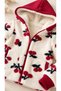 Baby Girl 3 Piece Set Cherry Pattern Hooded Plush Cardigan Girl Printed Long Sleeve Sweatshirt and Sweatpants - 3