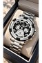Functions Active Silver Color Steel Cord White Dial Sports Men's Wrist Watch+Chain Bracelet - 2