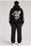 Oversized Hooded Sweatshirt with Dragon Print on the Sleeve - 2