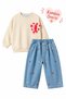 Strawberry embroidered denim pants for girls - 2